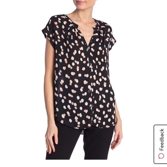 philosophy split neck rolled sleeve polka dot top XS - Picture 1 of 6